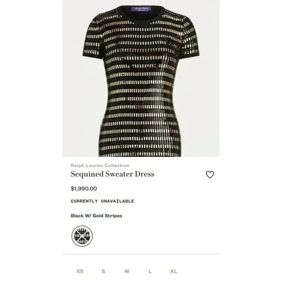 Ralph Lauren Collection Purple Label Sequin Mini Dress Wool XS Black Gold 0 2 - Picture 14 of 14